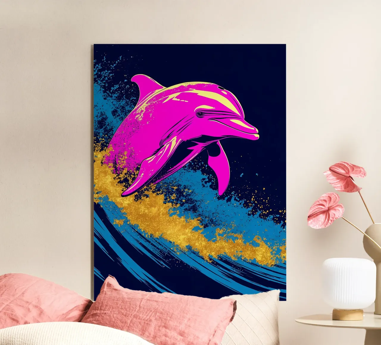Delfino in onda - Pop Art alluminio dibond da ColorCrash Gallery