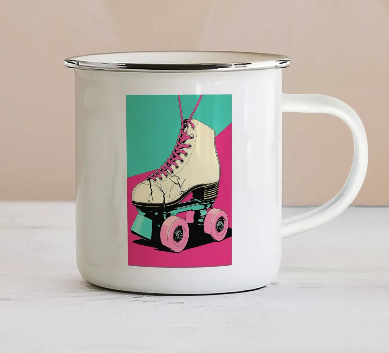 Pattini a rotelle - Pop Art tazza in smalto da ColorCrash Gallery