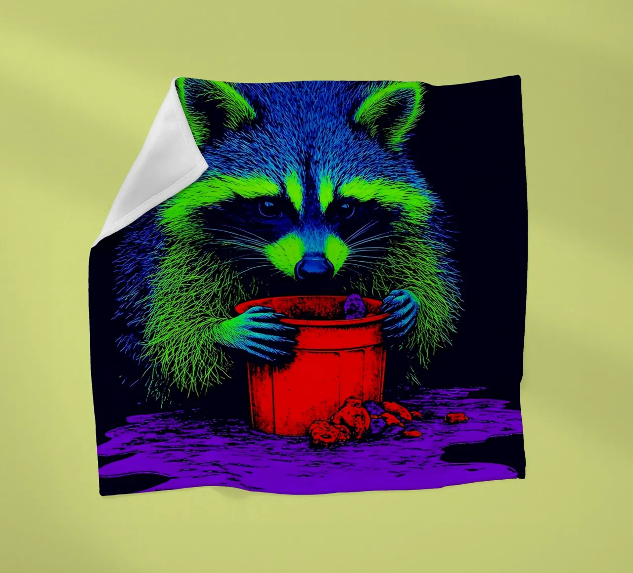 Procione - Pop Art coperta in pile da ColorCrash Gallery