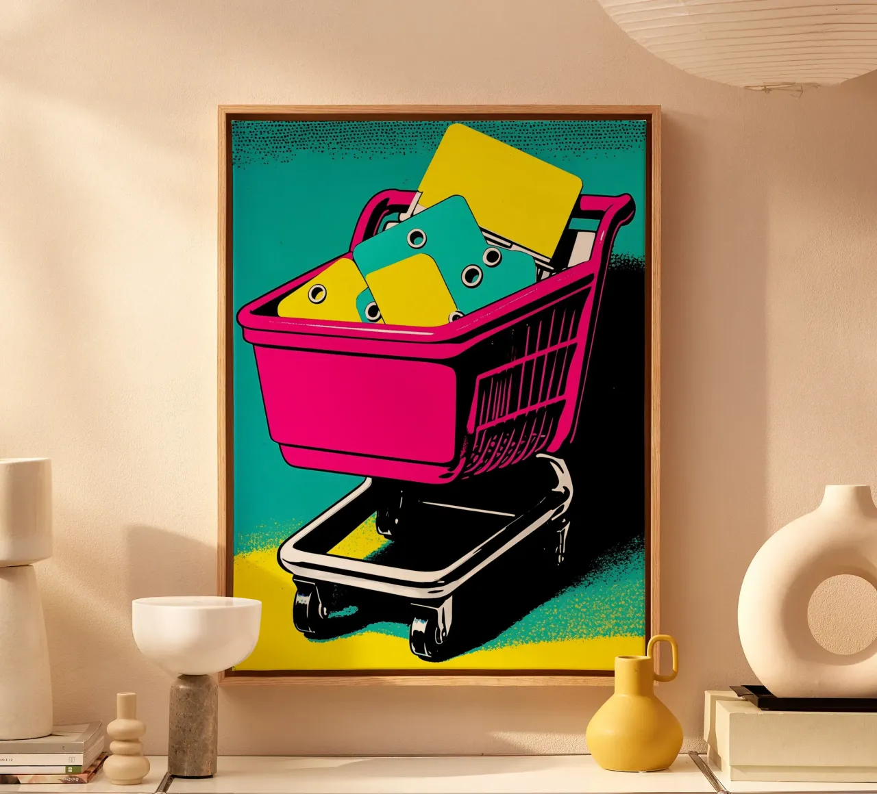 Carrello della spesa - Pop Art tela con Cornice a cassetta da ColorCrash Gallery
