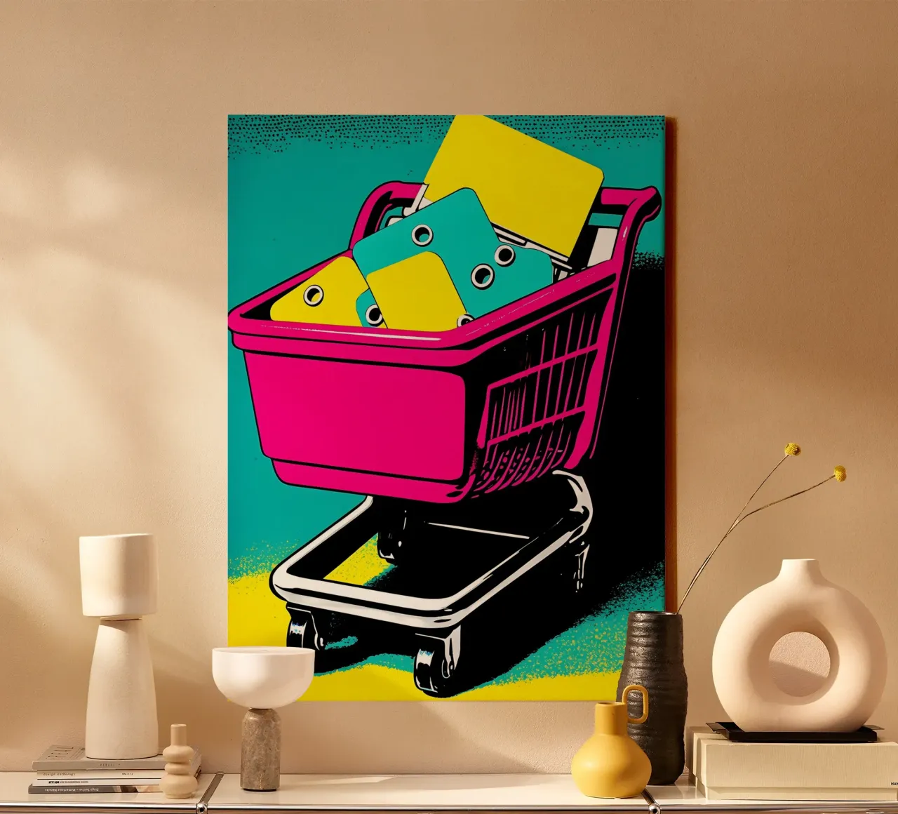 Carrello della spesa - Pop Art tela con Cornice a cassetta da ColorCrash Gallery