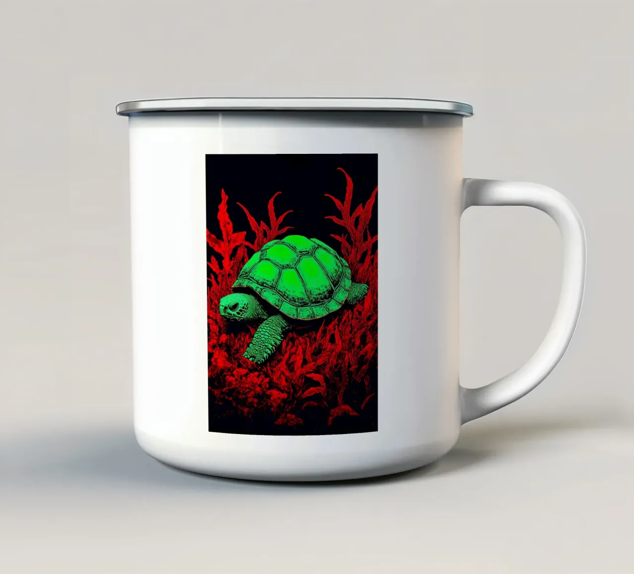 Tartaruga in corallo - Pop Art tazza in smalto da ColorCrash Gallery