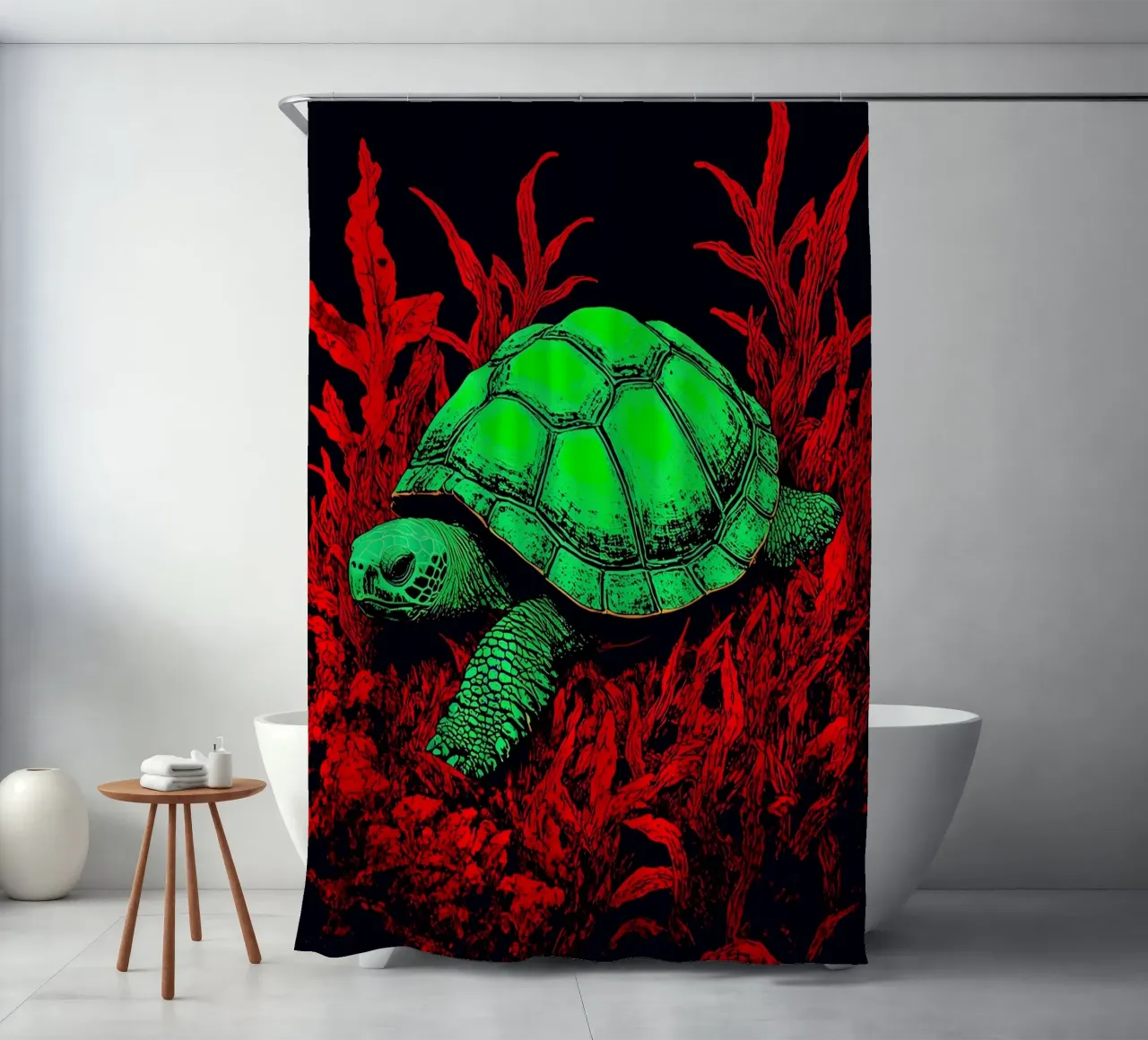 Turtle In Coral - Pop Art shower curtain by ColorCrash Gallery