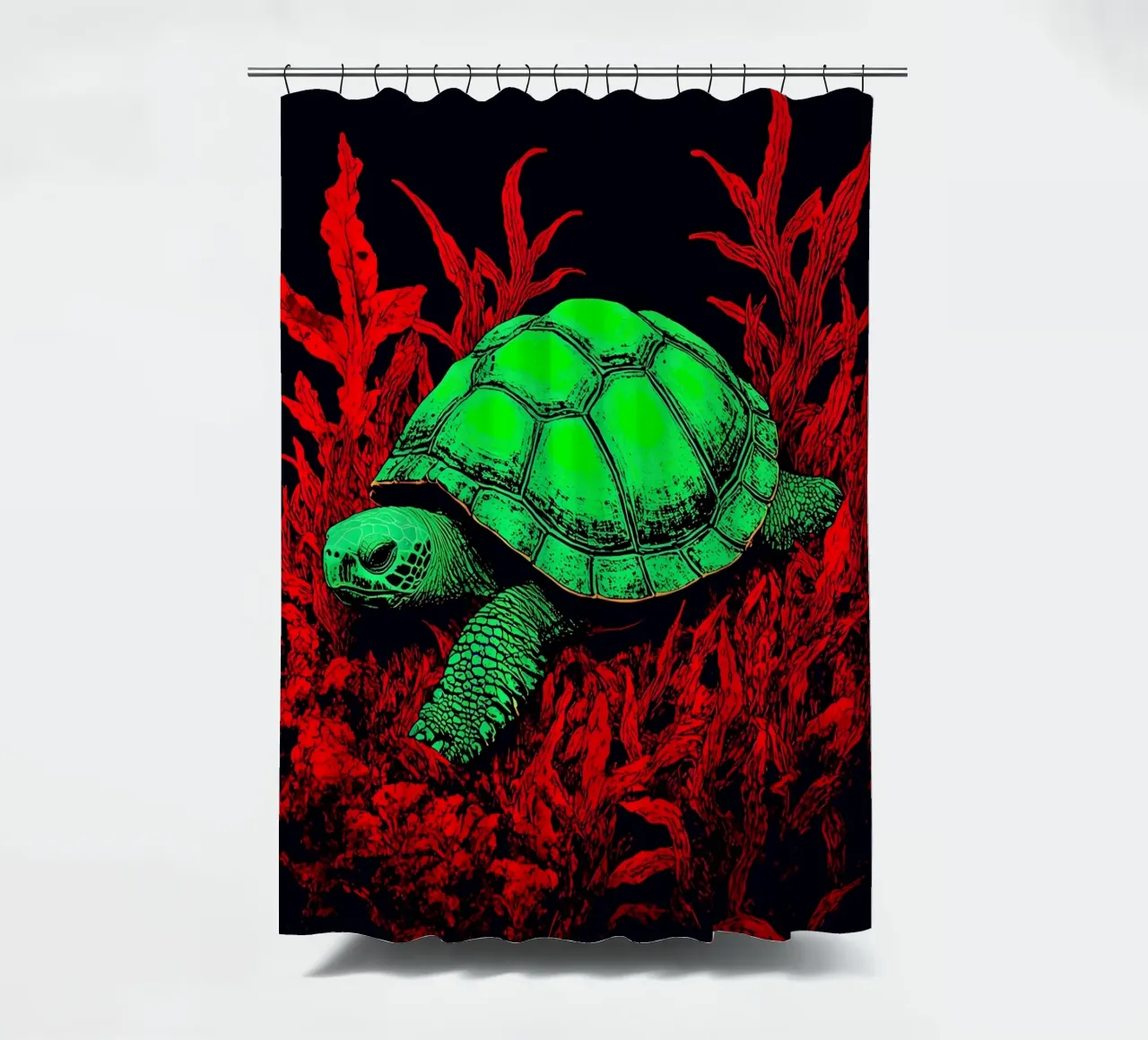 Turtle In Coral - Pop Art shower curtain by ColorCrash Gallery