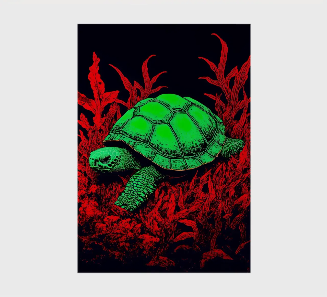 Turtle In Coral - Pop Art notebook by ColorCrash Gallery