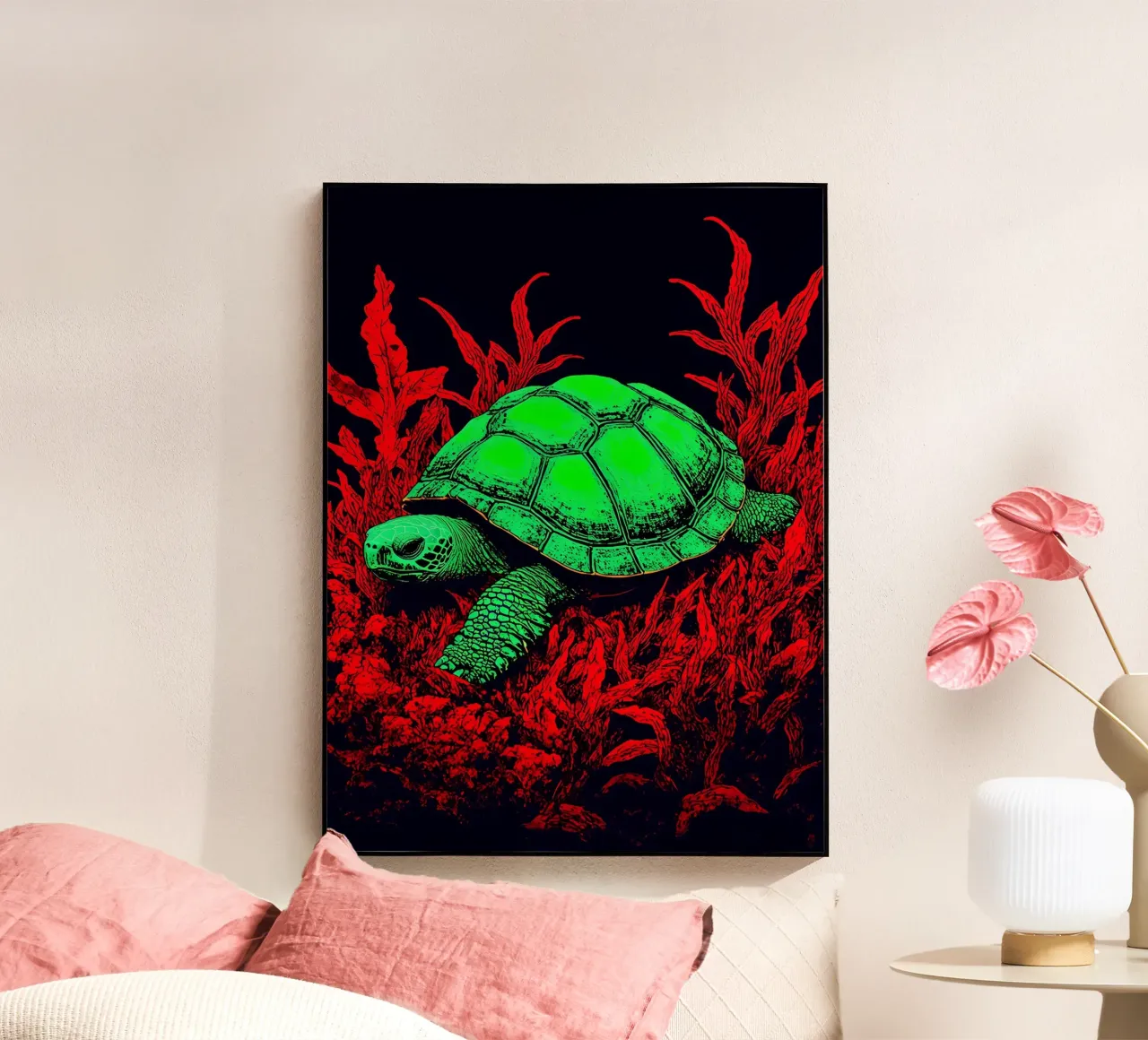 Turtle In Coral - Pop Art acrylic glass by ColorCrash Gallery
