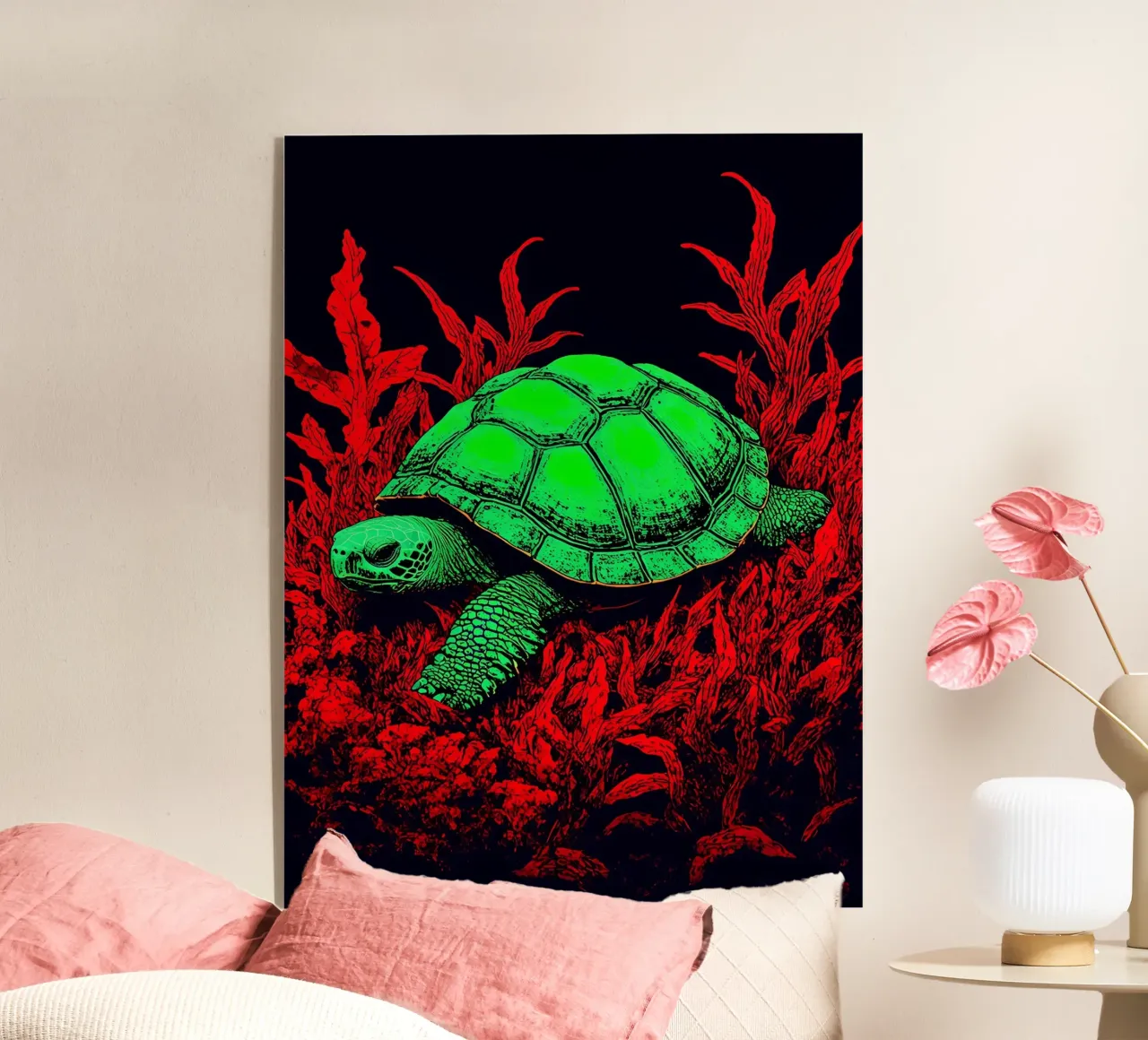 Turtle In Coral - Pop Art acrylic glass by ColorCrash Gallery