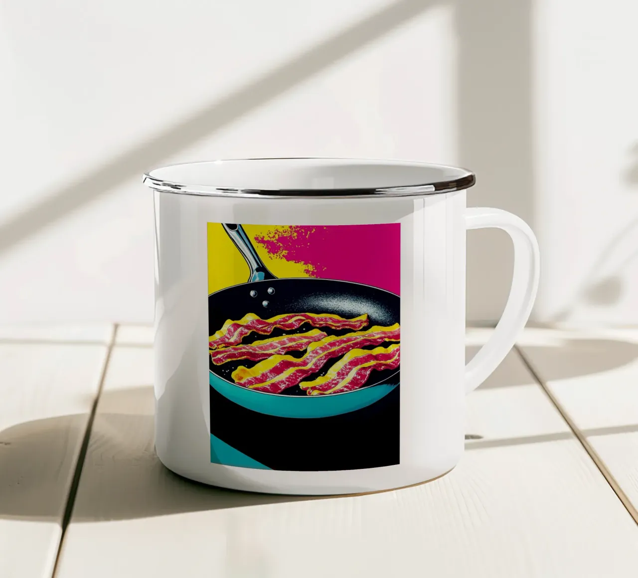 Padella con pancetta - Pop Art tazza in smalto da ColorCrash Gallery