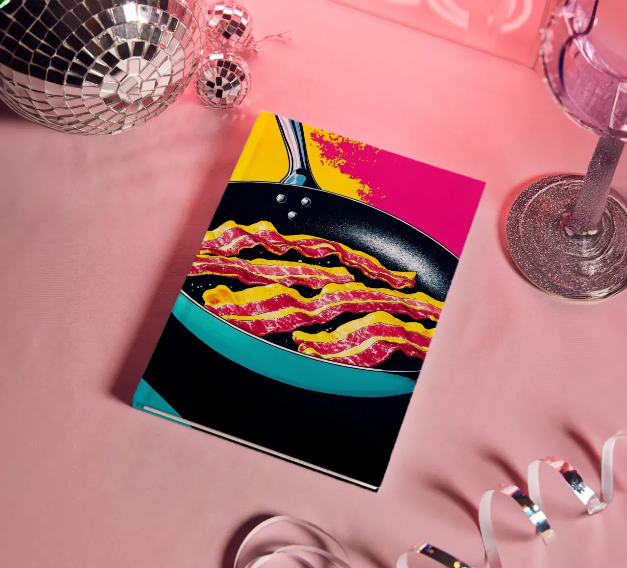 Bacon Frying Pan - Pop Art notebook by ColorCrash Gallery
