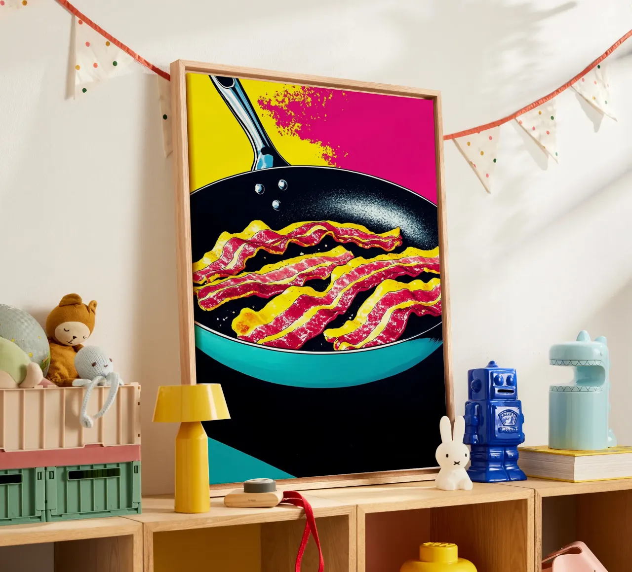 Bacon Frying Pan - Pop Art canvas by ColorCrash Gallery