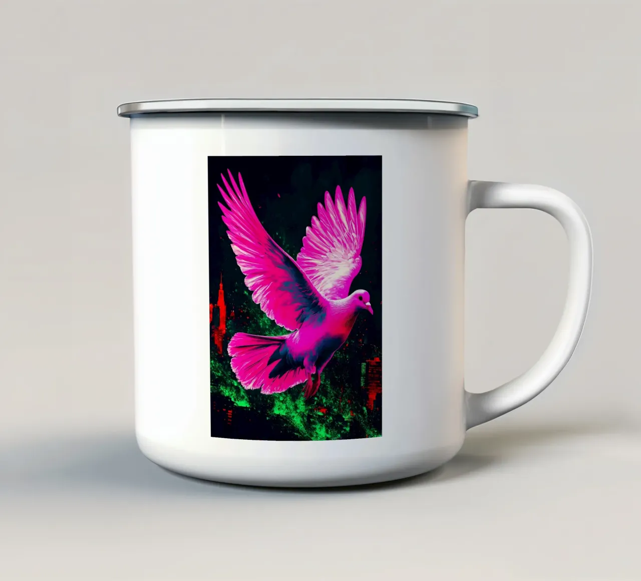 Colomba libera - Pop Art tazza in smalto da ColorCrash Gallery