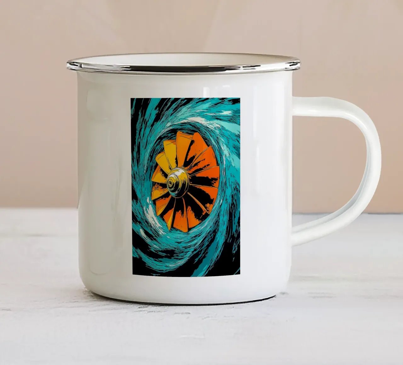 Elica di aereo - Pop Art tazza in smalto da ColorCrash Gallery