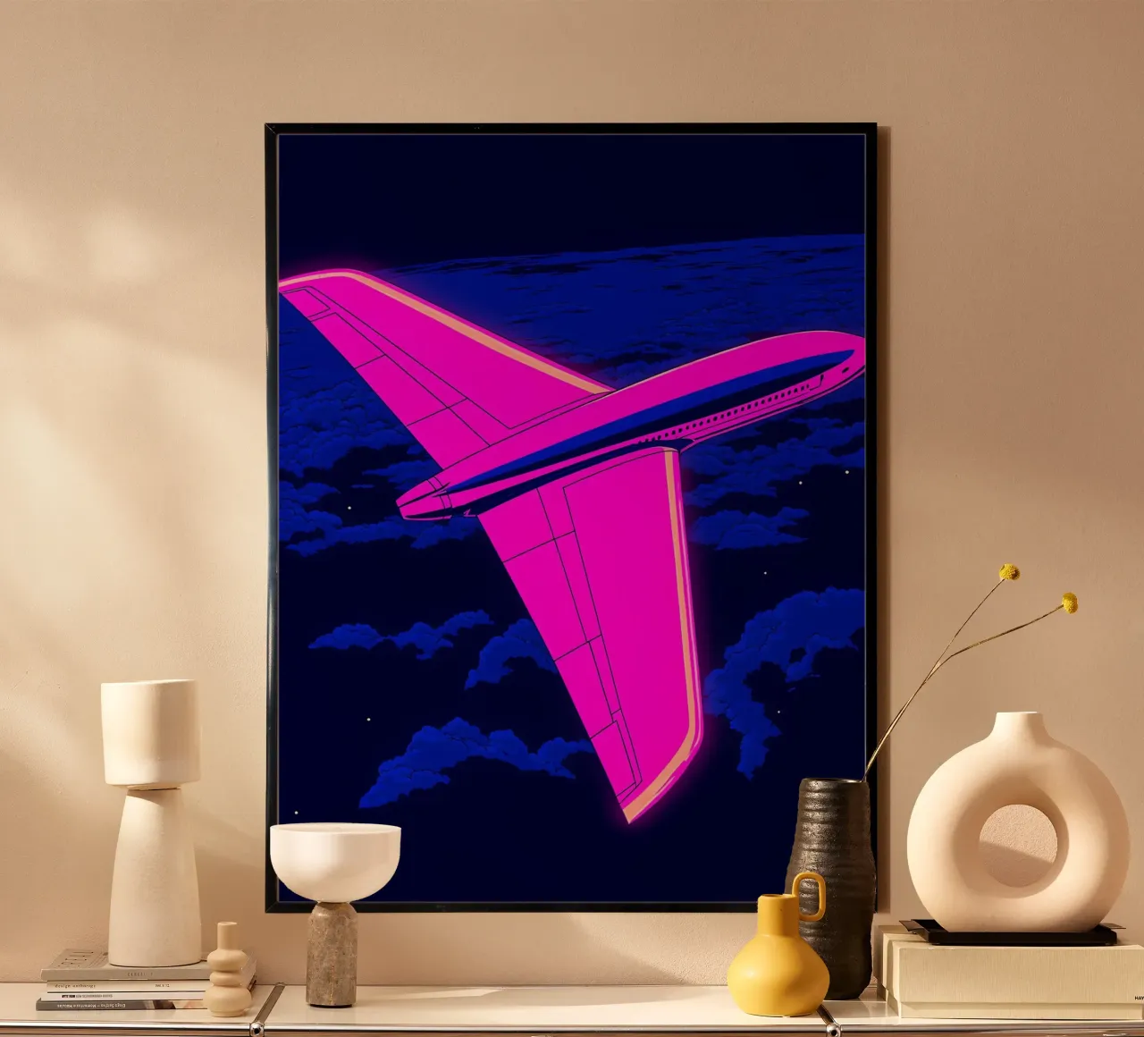 Aereo - Pop Art poster con telaio in plastica da ColorCrash Gallery