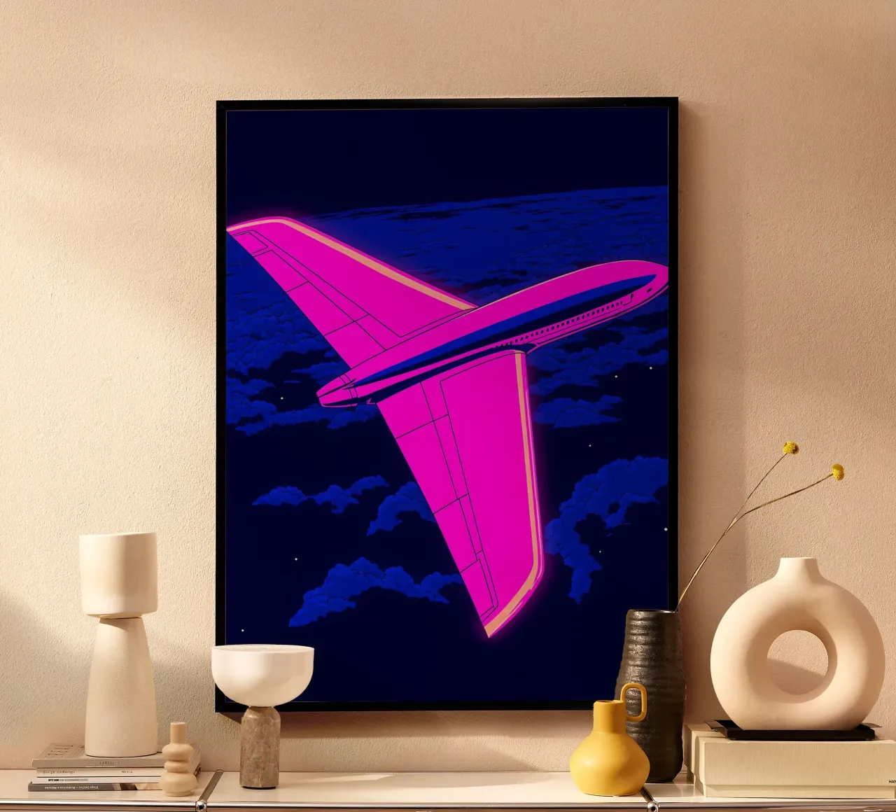 Aereo - Pop Art poster con telaio in plastica da ColorCrash Gallery