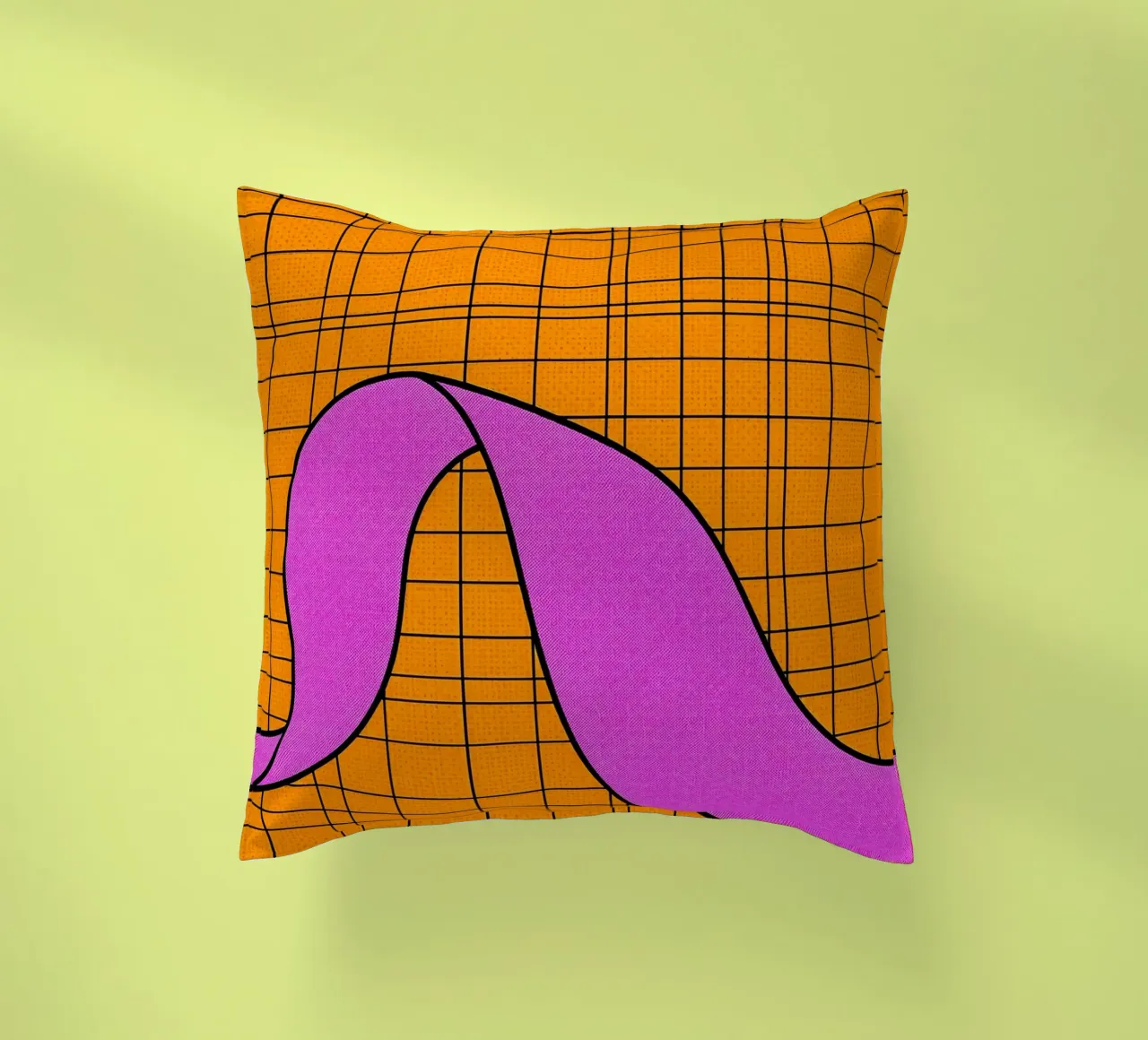Linee curve su griglia - Pop Art cuscino da ColorCrash Gallery