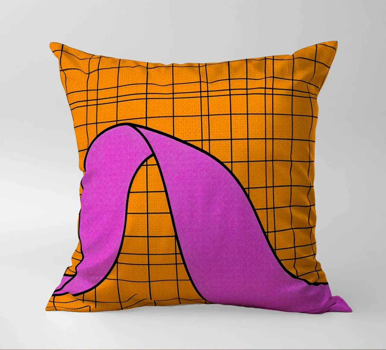 Linee curve su griglia - Pop Art cuscino da ColorCrash Gallery