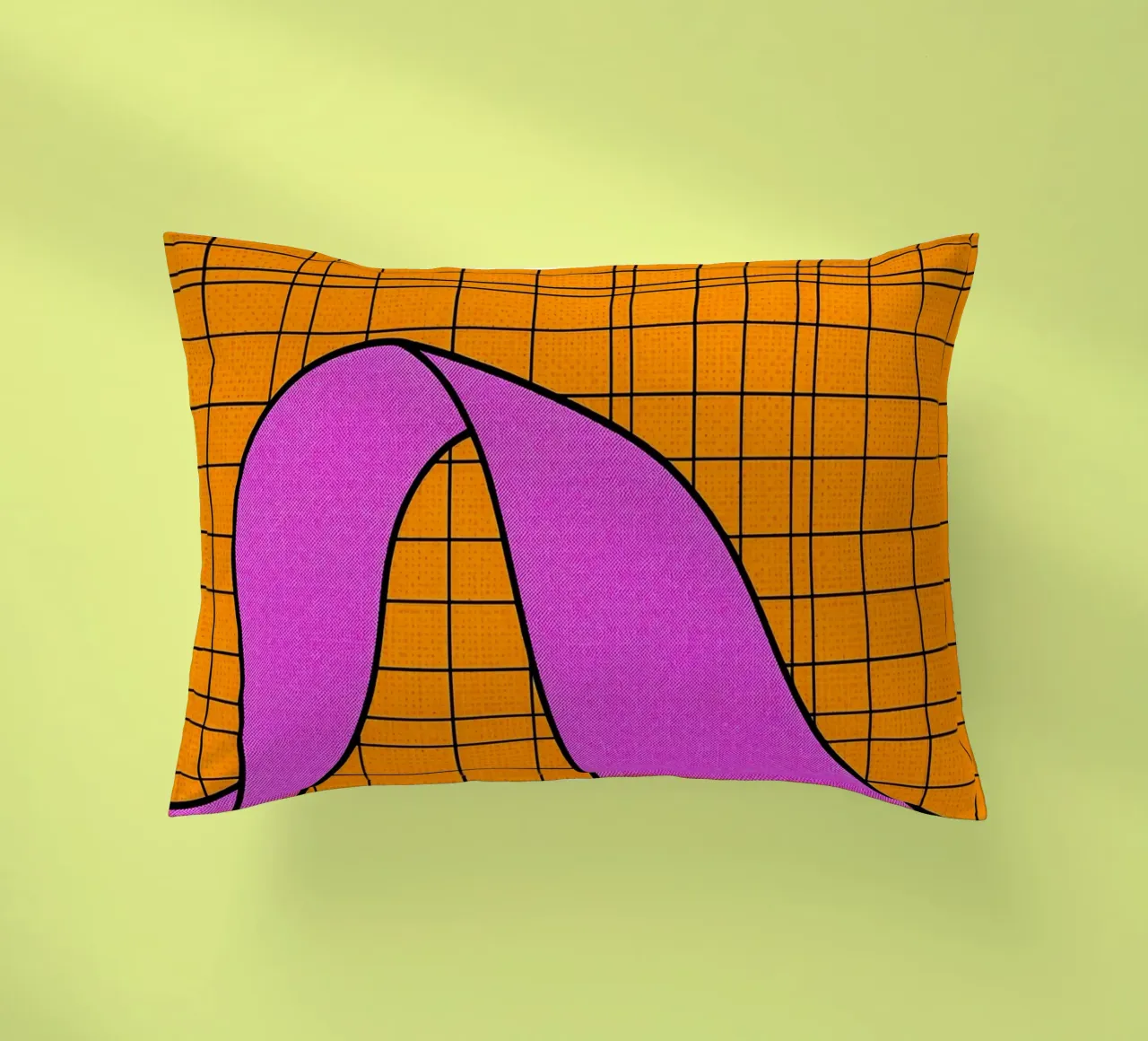 Linee curve su griglia - Pop Art cuscino da ColorCrash Gallery