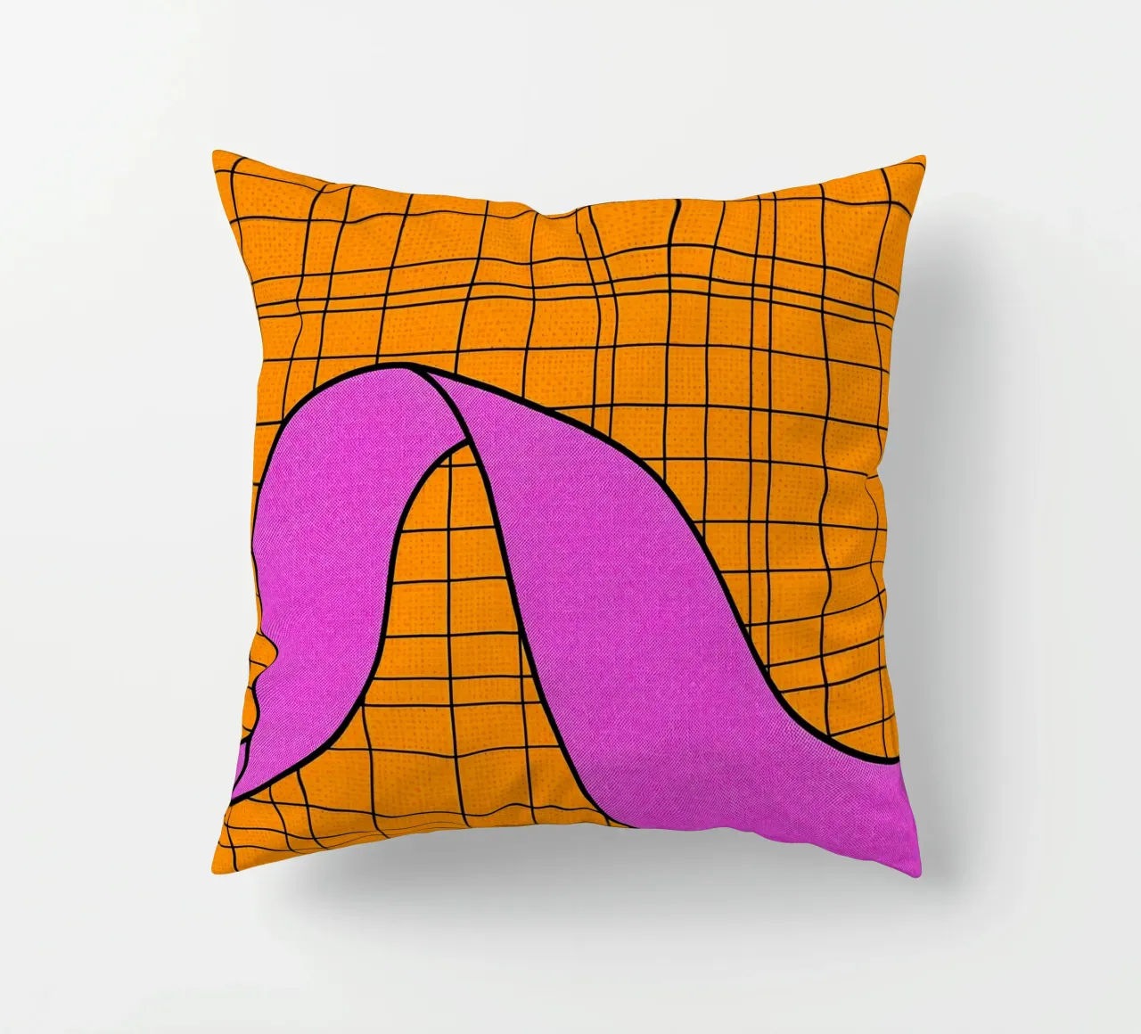 Linee curve su griglia - Pop Art cuscino da ColorCrash Gallery