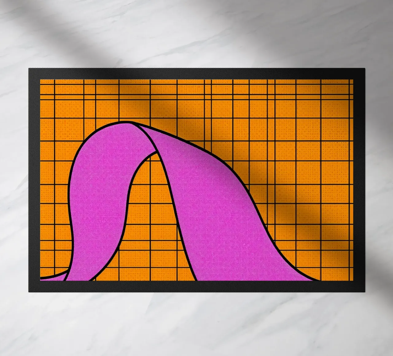 Kurvenlinien auf Raster - Pop Art Fußmatte von ColorCrash Gallery