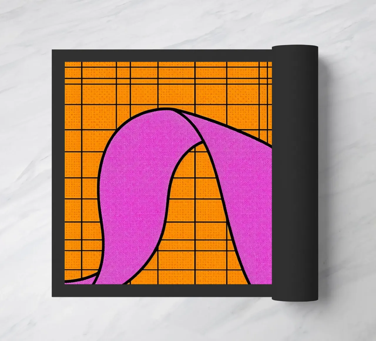 Kurvenlinien auf Raster - Pop Art Fußmatte von ColorCrash Gallery