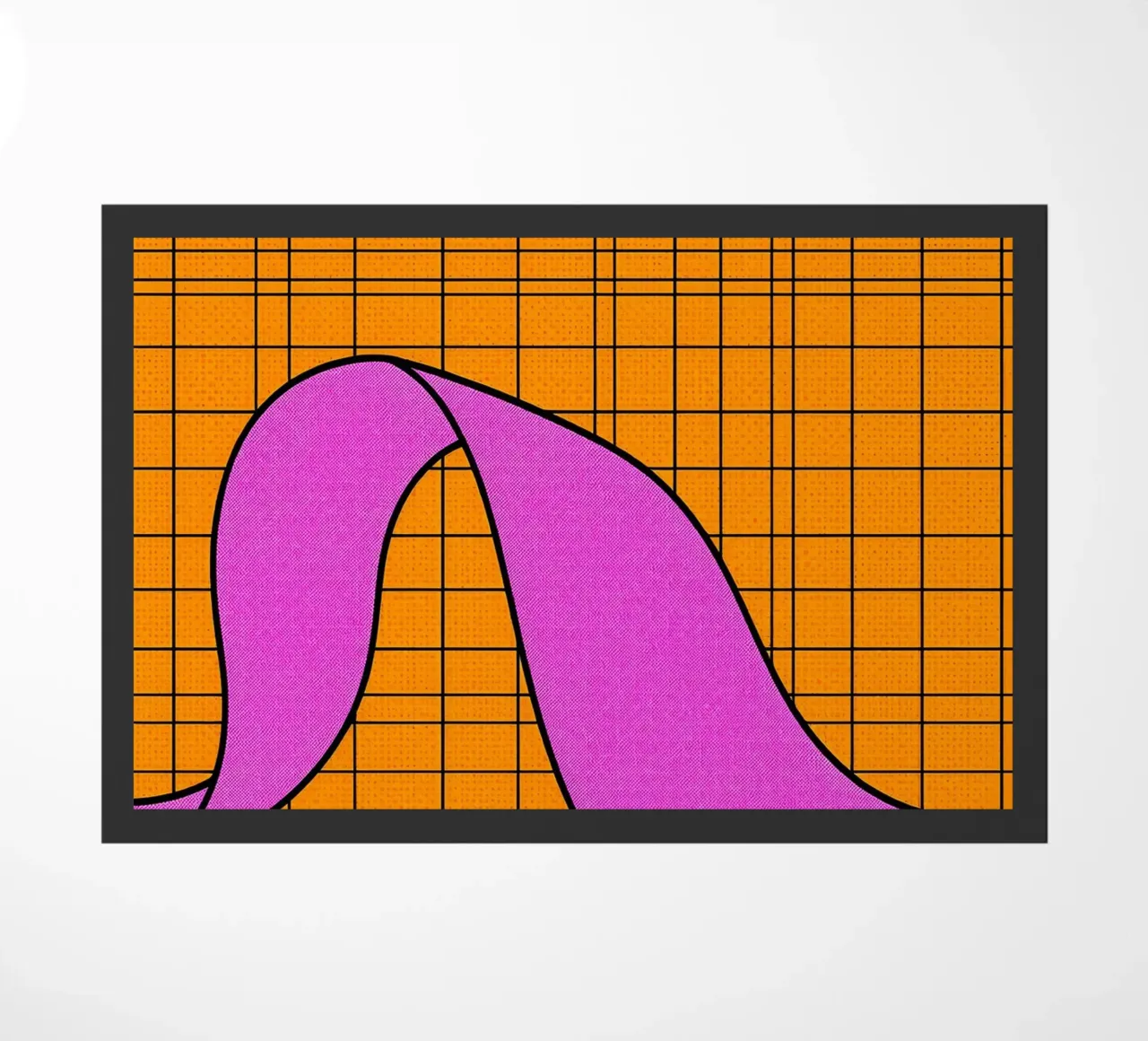 Kurvenlinien auf Raster - Pop Art Fußmatte von ColorCrash Gallery