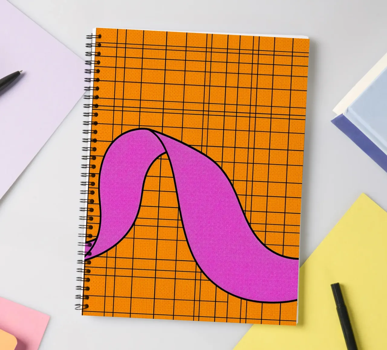Curve Lines On Grid - Pop Art spiral notebook by ColorCrash Gallery