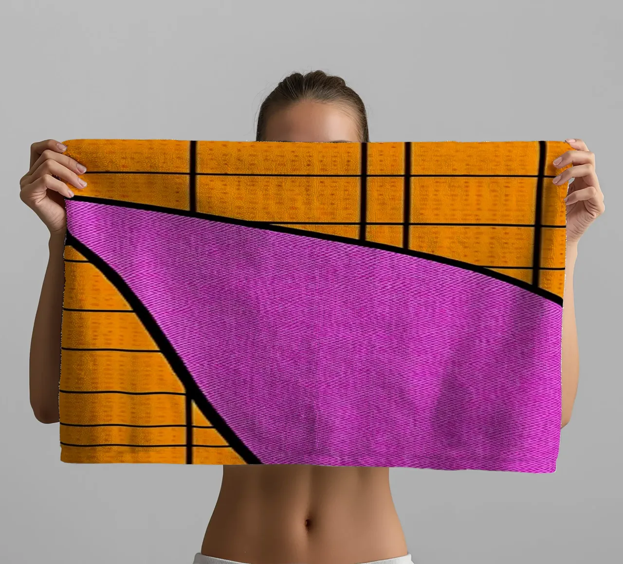 Curve Lines On Grid - Pop Art towel by ColorCrash Gallery