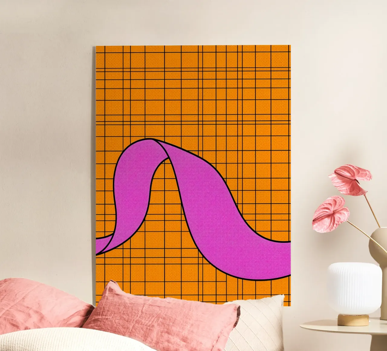Linee curve su griglia - Pop Art plexiglass da ColorCrash Gallery