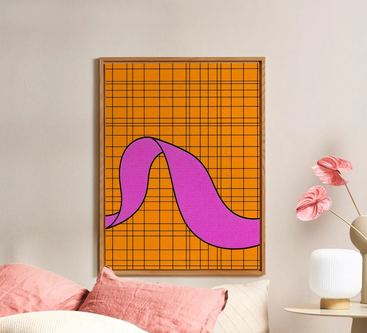 Linee curve su griglia - Pop Art alluminio dibond da ColorCrash Gallery