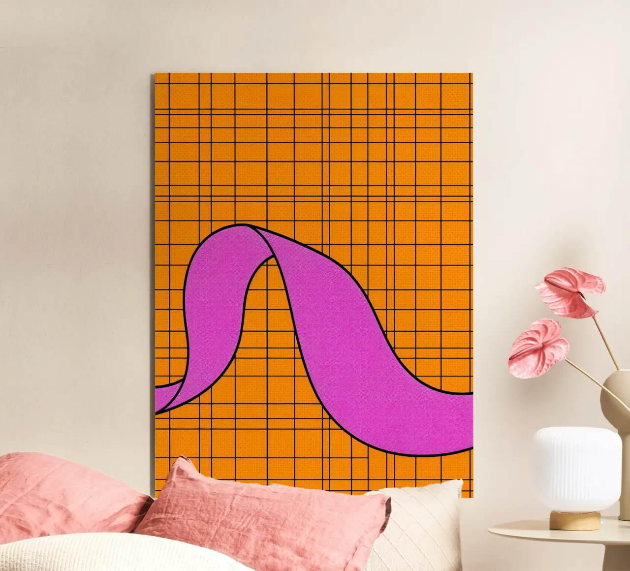 Linee curve su griglia - Pop Art alluminio dibond da ColorCrash Gallery