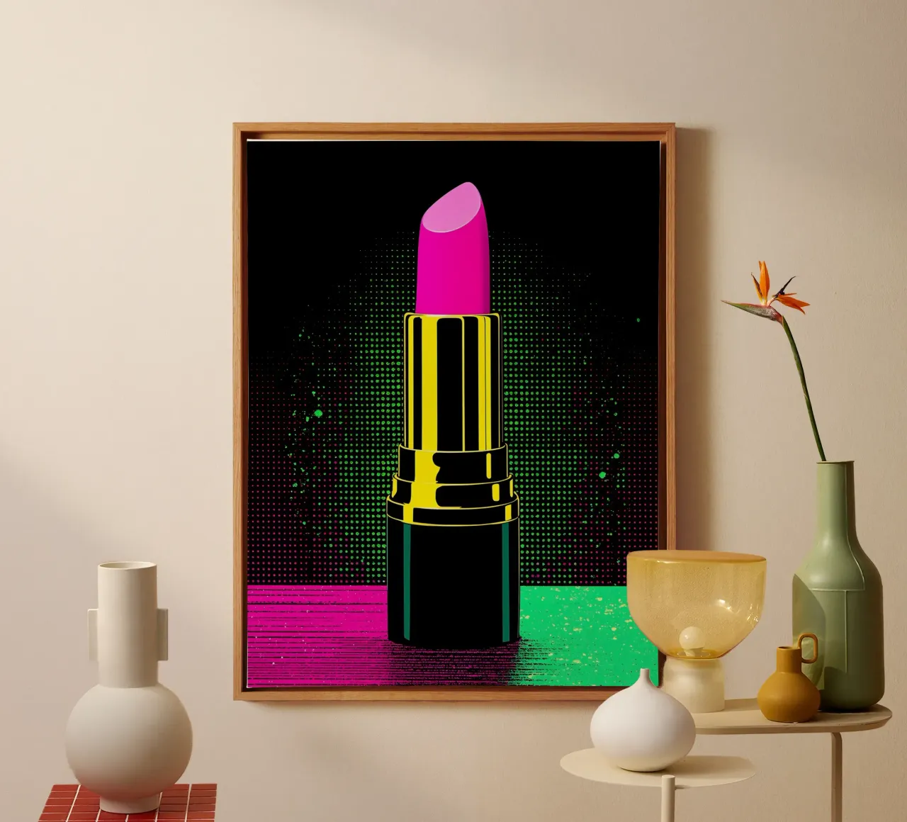 Lippenstift - Pop Art canvas met Baklijst van ColorCrash Gallery