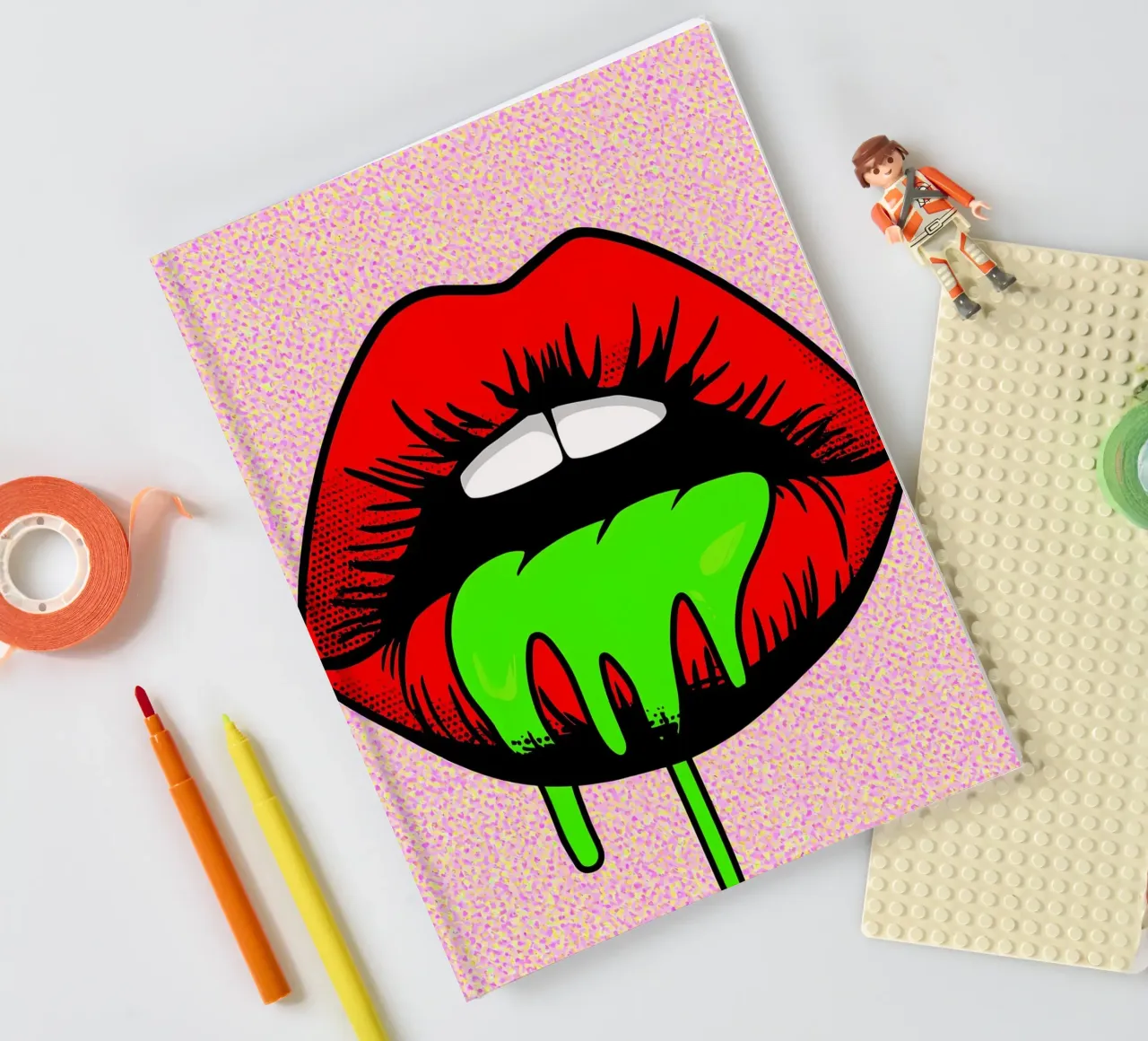 Lips Dripping - Pop Art notebook by ColorCrash Gallery