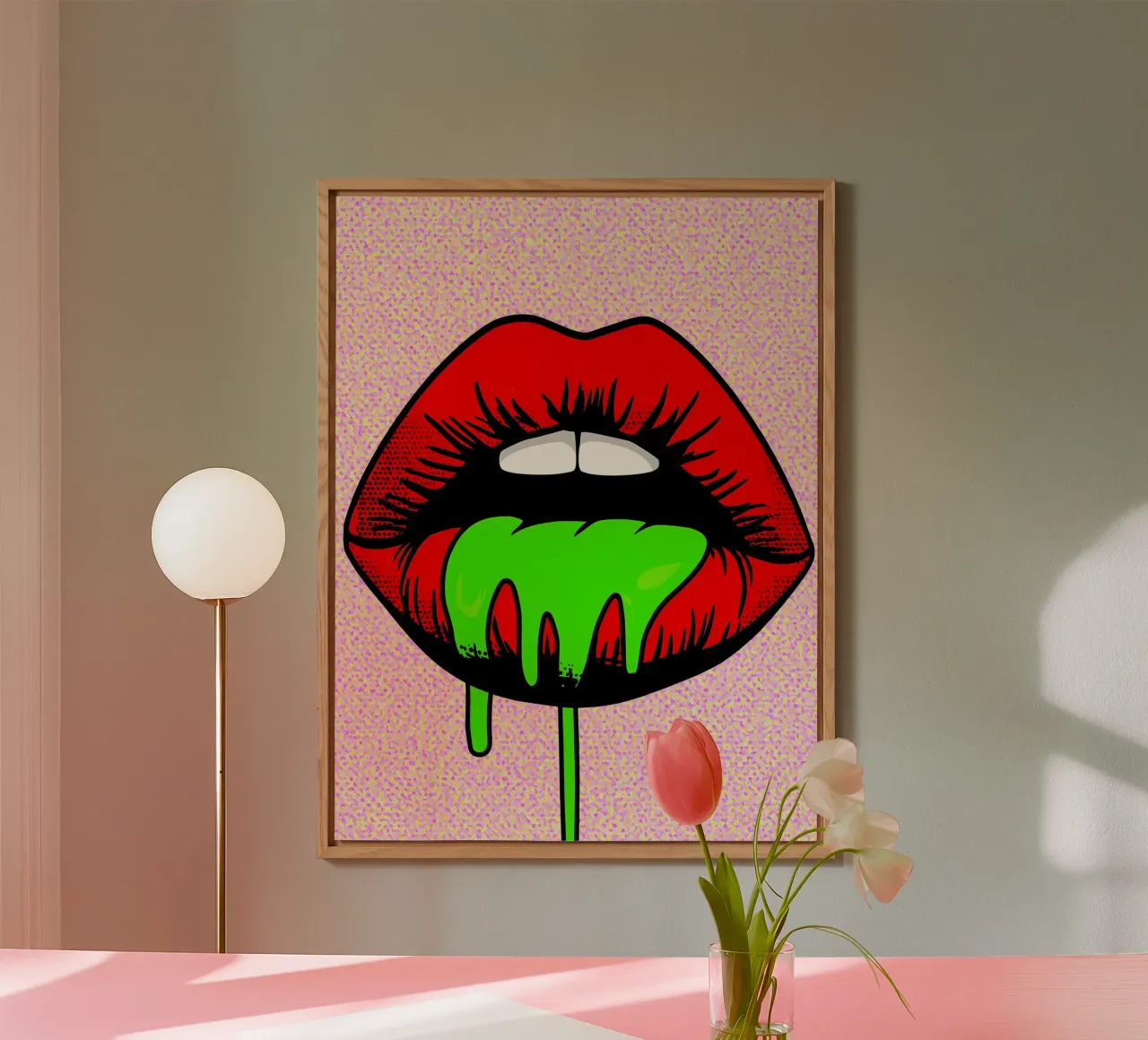 Lippen tropfen - Pop Art Alu-Dibond von ColorCrash Gallery