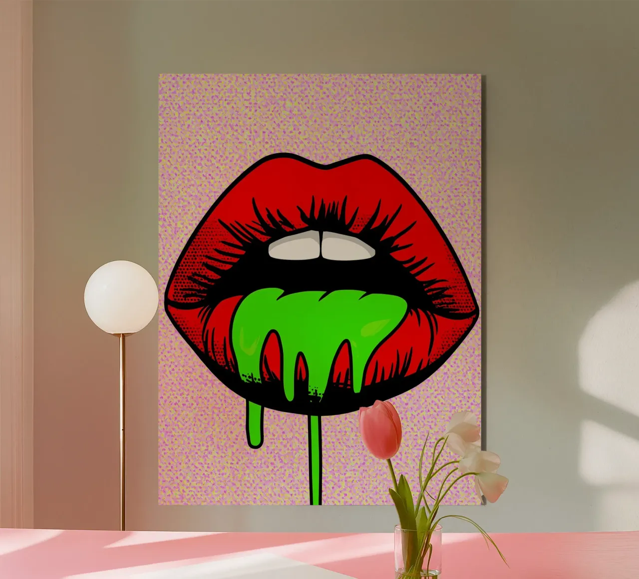 Lippen tropfen - Pop Art Alu-Dibond von ColorCrash Gallery