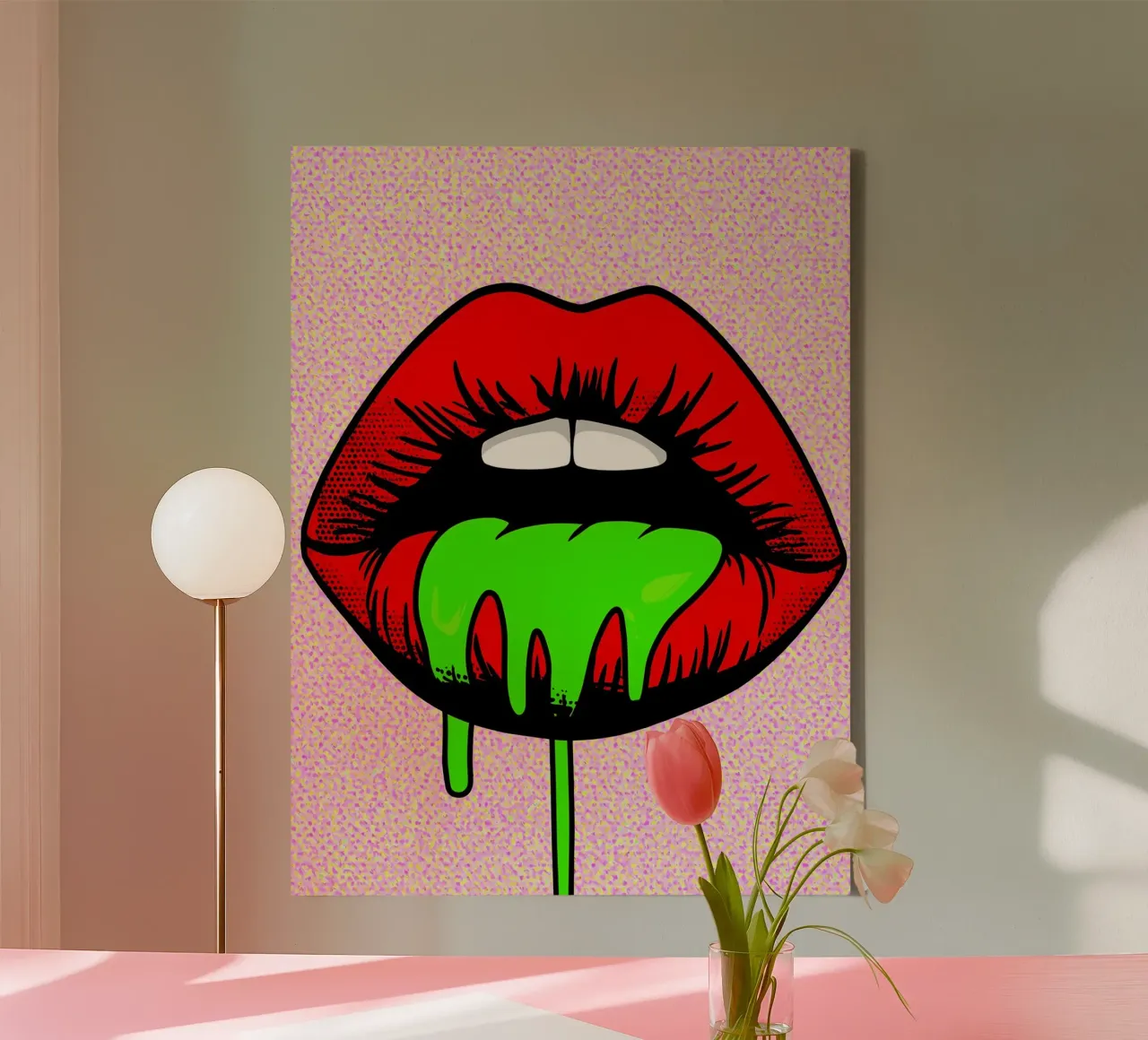 Labbra che gocciolano - Pop Art tela con Cornice a cassetta da ColorCrash Gallery