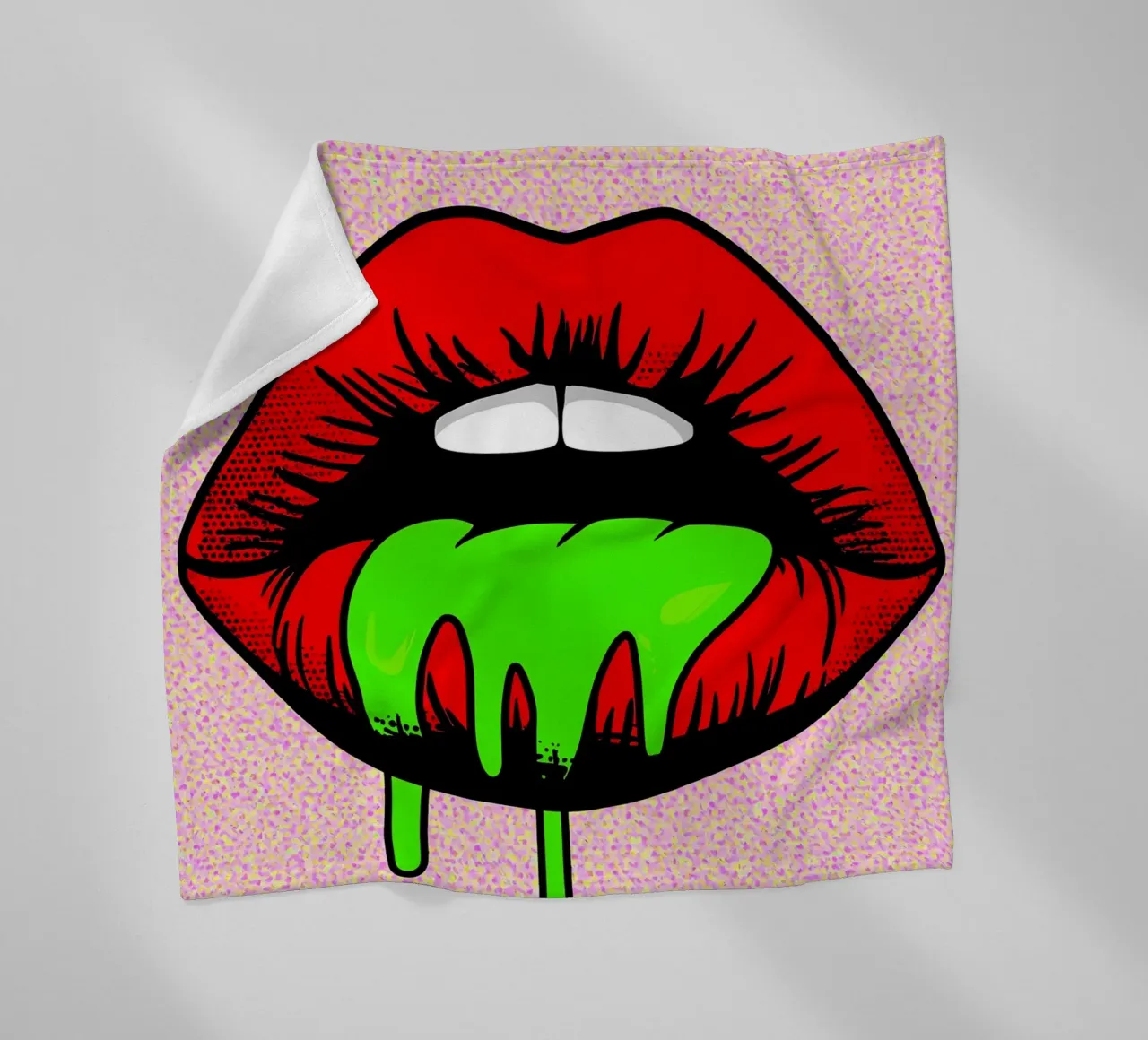 Labbra che gocciolano - Pop Art coperta in pile da ColorCrash Gallery