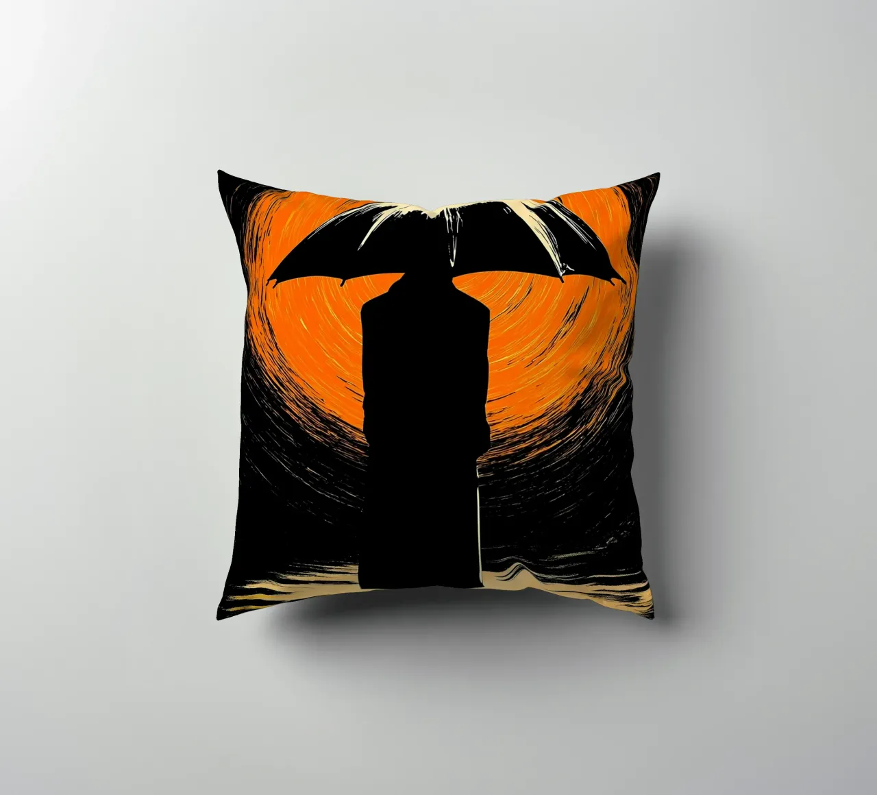 Man In Umbrella - Pop Art cuscino da ColorCrash Gallery