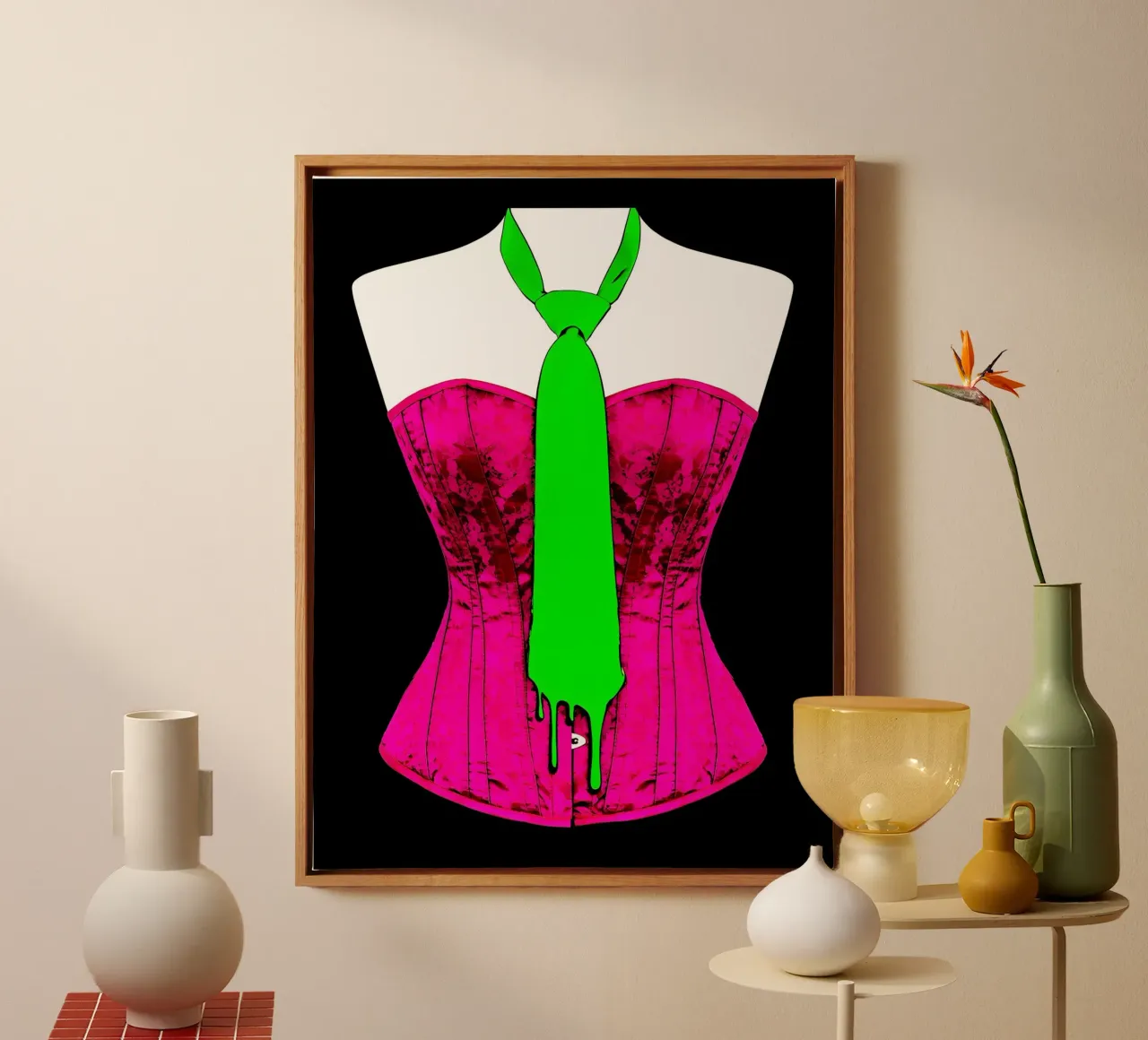 Tie Dripping - Pop Art Leinwand mit Schattenfugenrahmen von ColorCrash Gallery