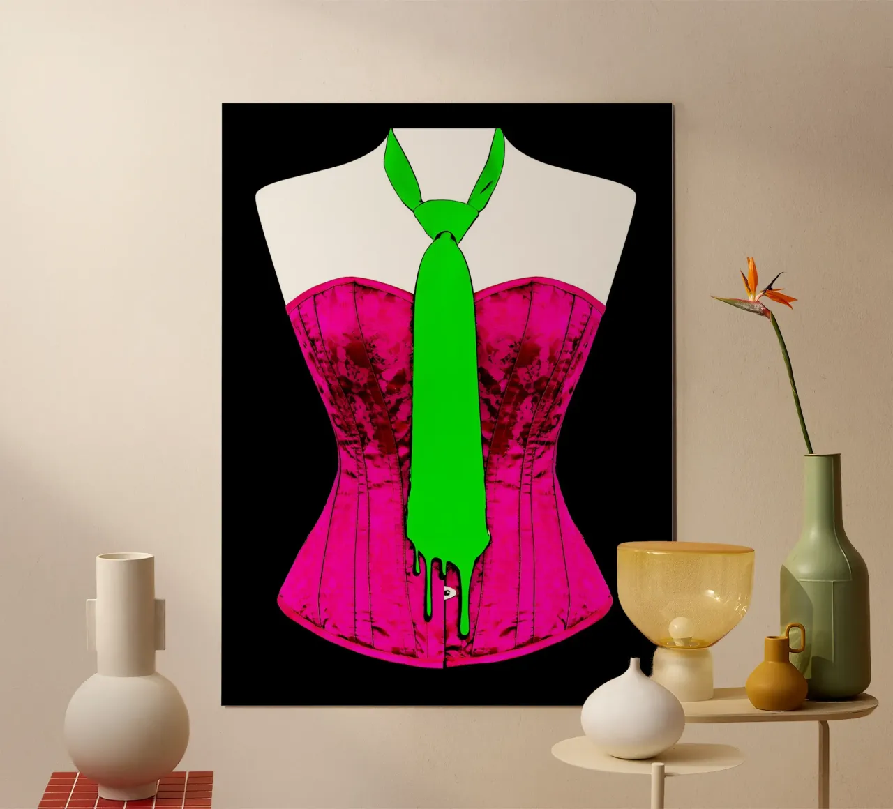 Tie Dripping - Pop Art poster con telaio in alluminio da ColorCrash Gallery
