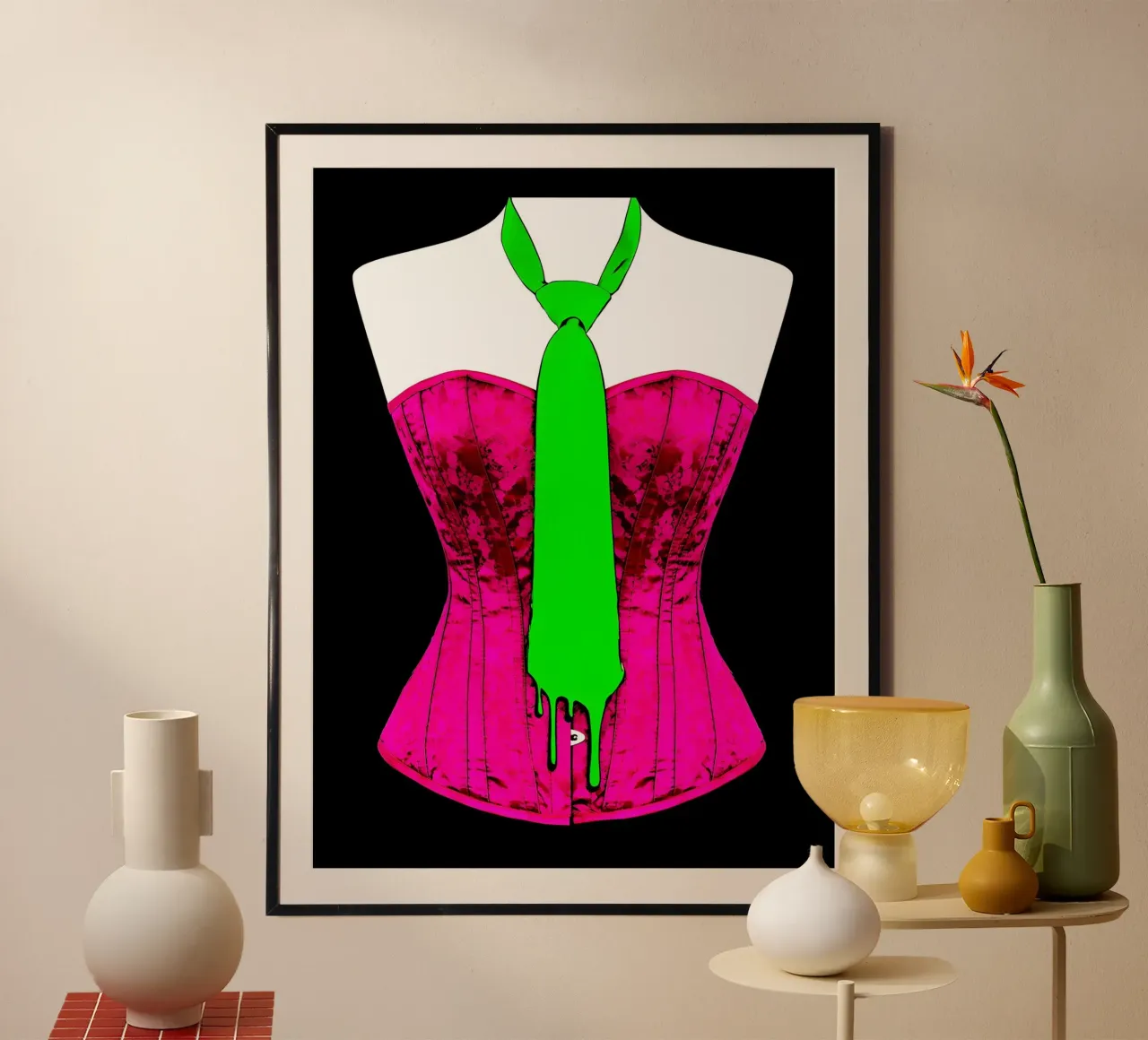 Tie Dripping - Pop Art poster con telaio in alluminio da ColorCrash Gallery