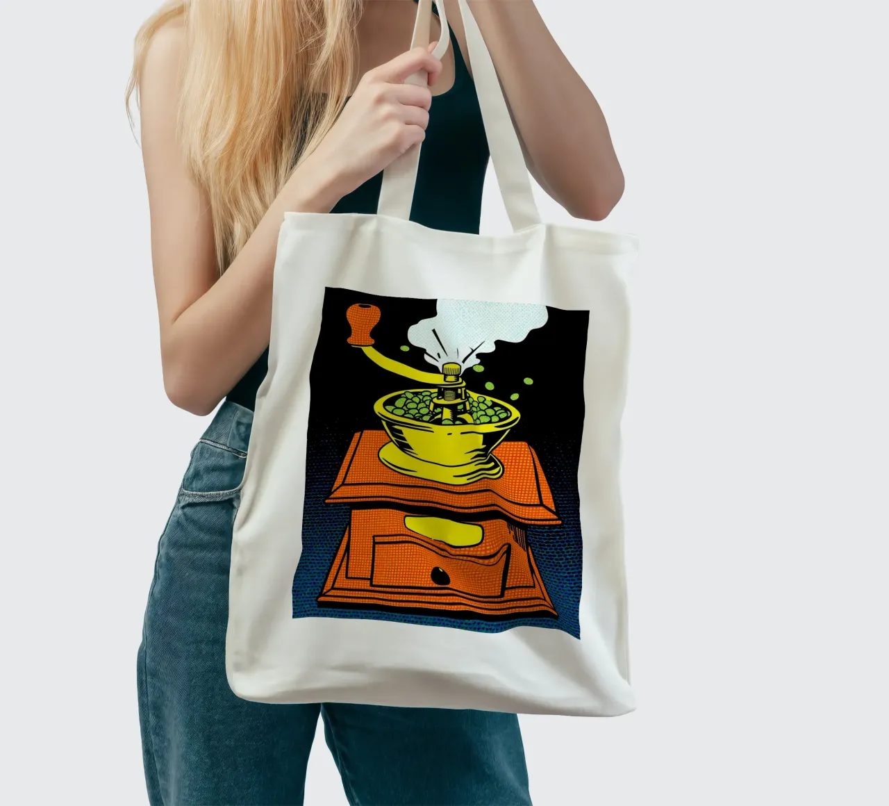 Macinacaffè - Pop Art borsa in juta da ColorCrash Gallery