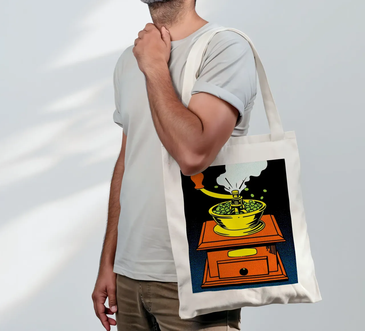 Macinacaffè - Pop Art borsa in juta da ColorCrash Gallery