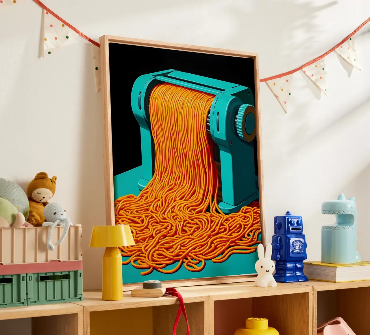 Noodle Machine - Pop Art canvas met Baklijst van ColorCrash Gallery