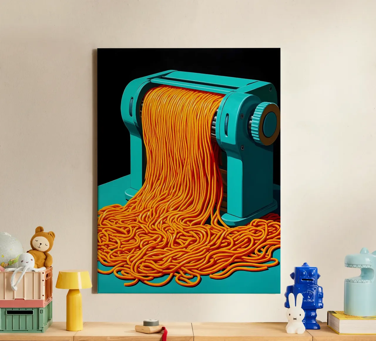 Noodle Machine - Pop Art canvas met Baklijst van ColorCrash Gallery