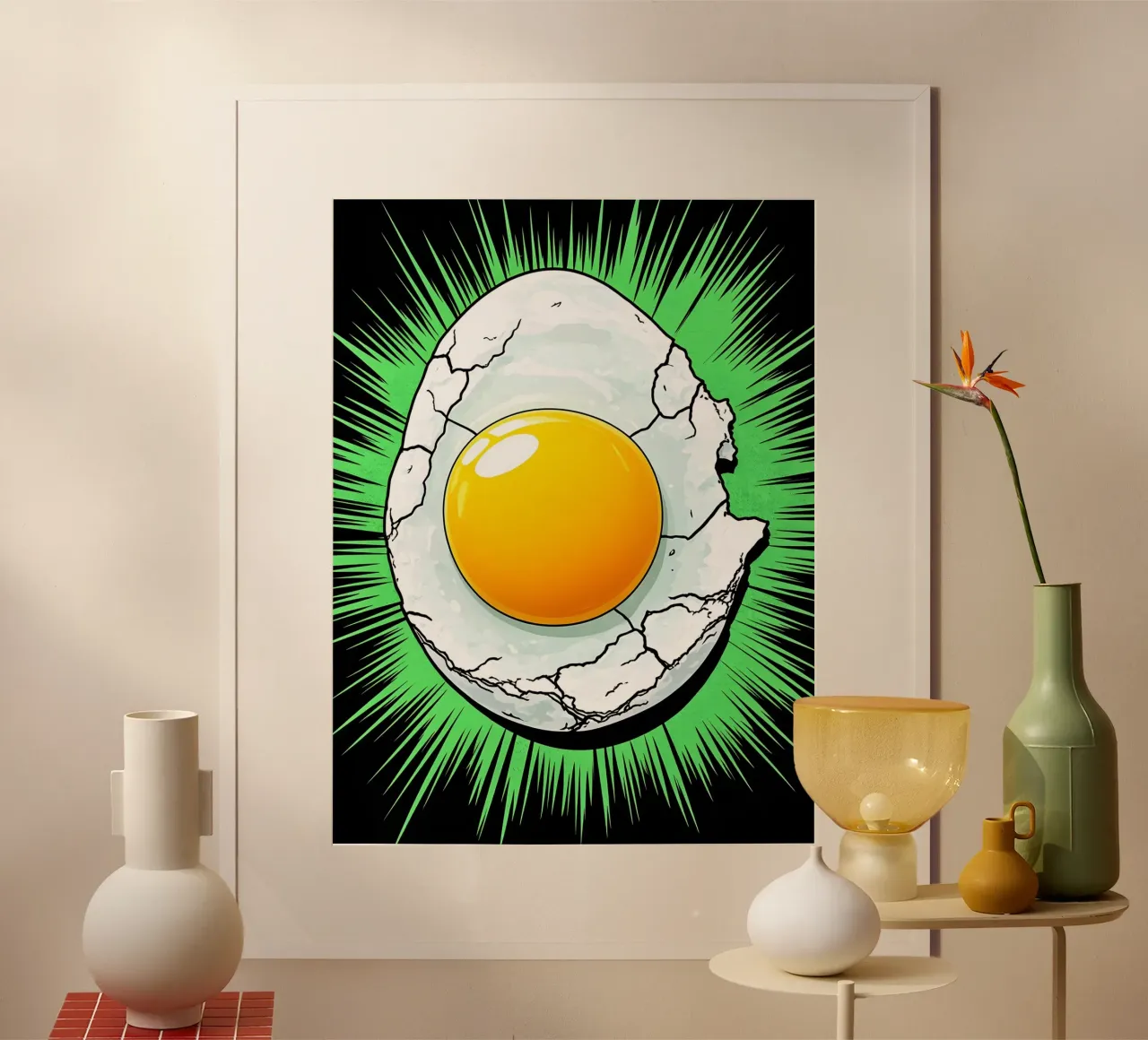 Tuorlo d'uovo - Pop Art poster con telaio in plastica da ColorCrash Gallery