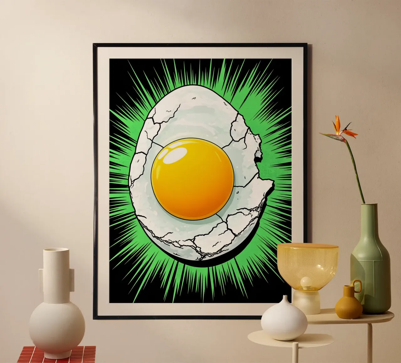 Tuorlo d'uovo - Pop Art poster con telaio in plastica da ColorCrash Gallery