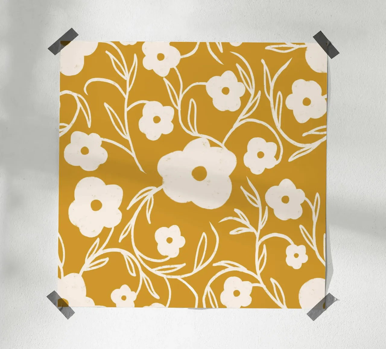 Margherita d'oro in fiore - Giallo floreale astratto poster con telaio in legno da susanacosta