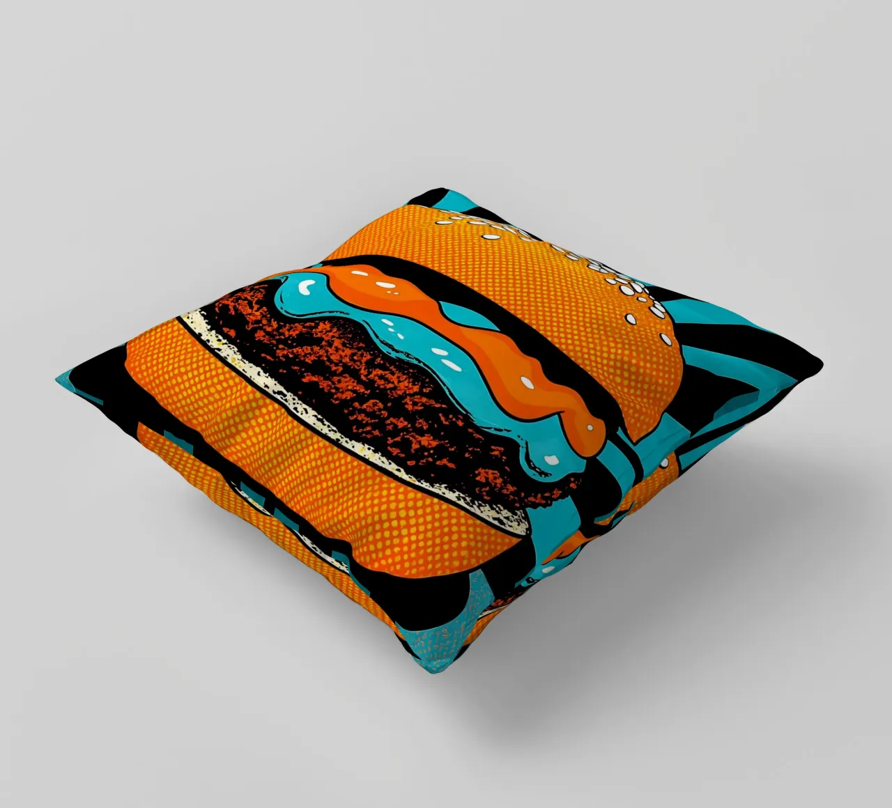 Hamburger - Pop Art cuscino da ColorCrash Gallery