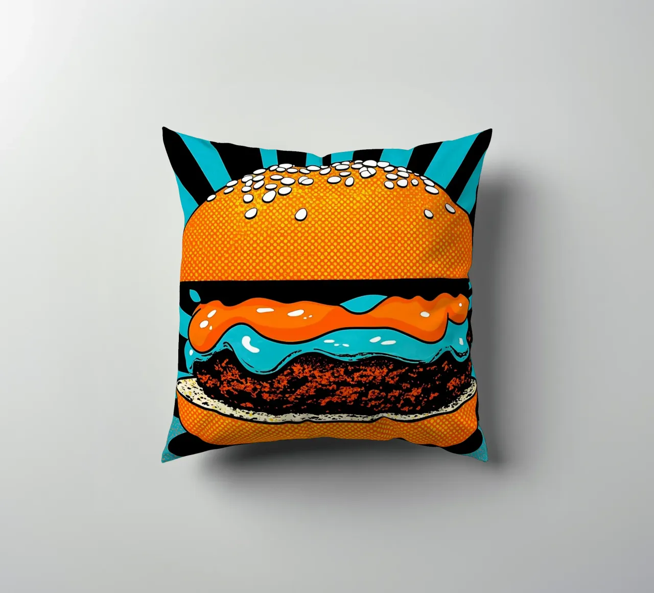 Hamburger - Pop Art cuscino da ColorCrash Gallery