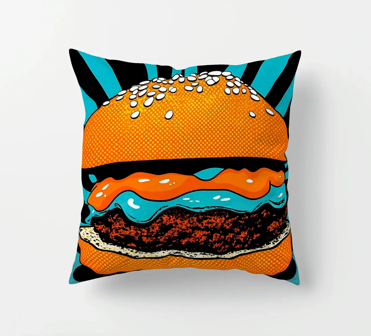Hamburger - Pop Art cuscino da ColorCrash Gallery